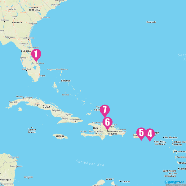 Carnival Vista August 23, 2025 Cruise Itinerary Map