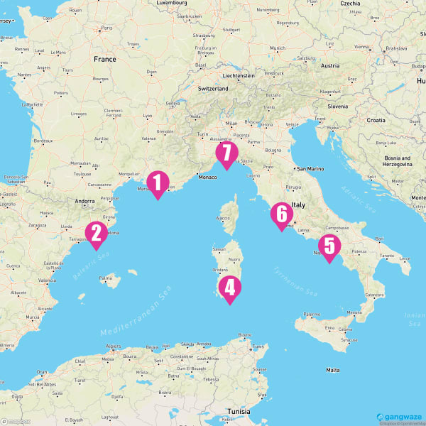 Costa Toscana July 8, 2023 Cruise Itinerary Map