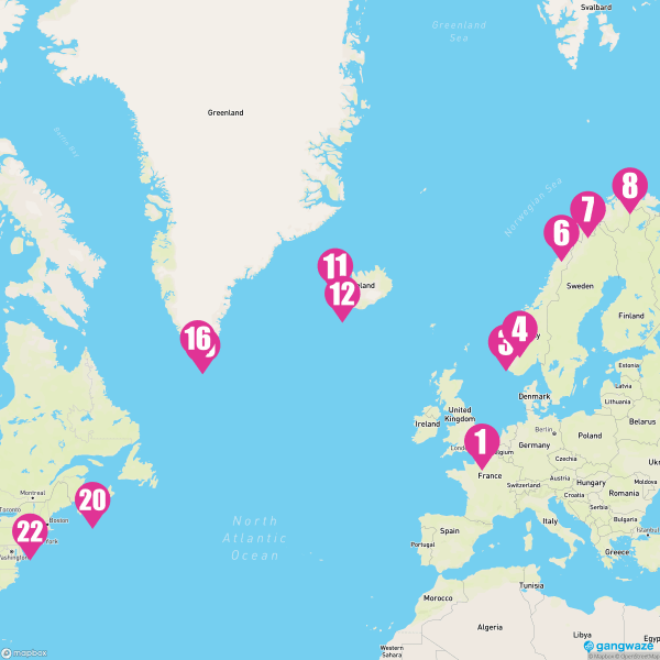 Crown Princess July 30, 2025 Cruise Itinerary Map