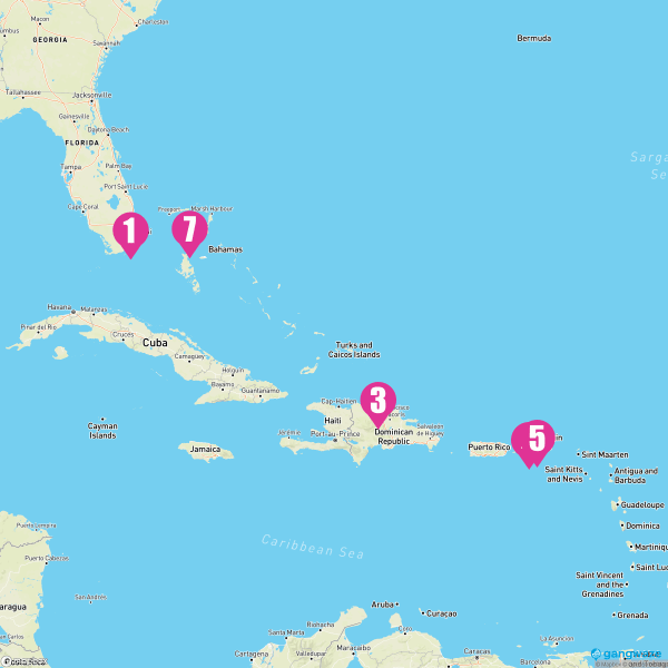 Norwegian Encore February 4, 2024 Cruise Itinerary Map