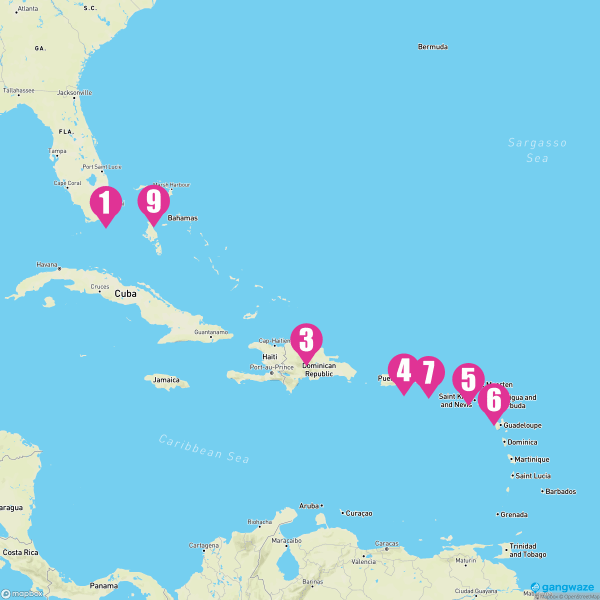 Norwegian Sky November 8, 2023 Cruise Itinerary Map