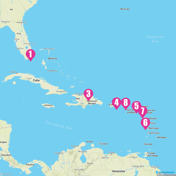 Seven Seas Mariner December 10, 2025 Cruise Itinerary Map
