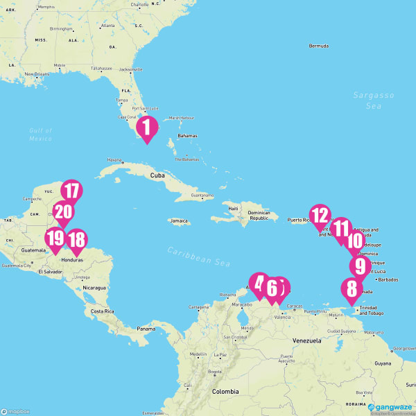 Seven Seas Mariner December 20, 2025 Cruise Itinerary Map