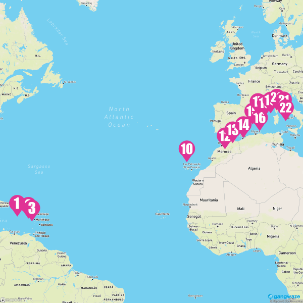 Sirena April 22, 2025 Cruise Itinerary Map