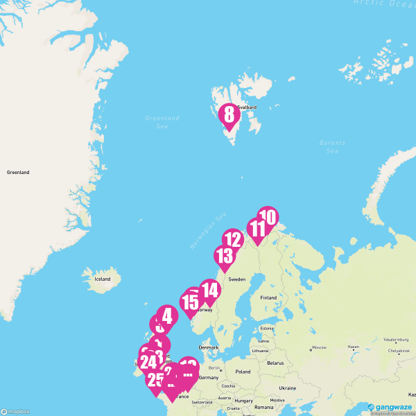 Sirena August 25, 2025 Cruise Itinerary Map