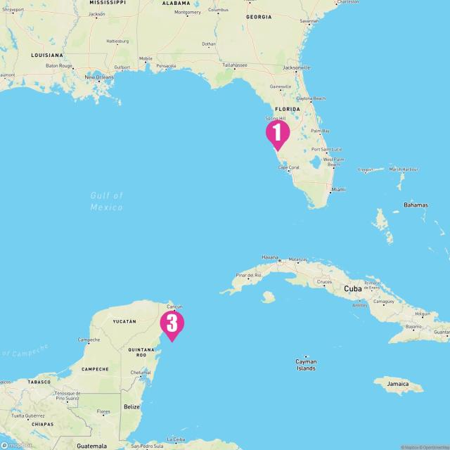 Carnival Paradise - November 21, 2024 Itinerary Map with Port Markers