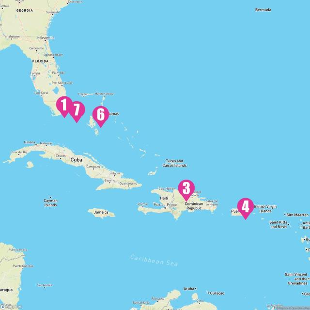 MSC Seascape - August 17, 2024 Itinerary Map with Port Markers