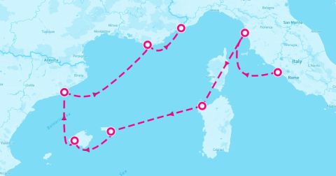 Porto Torres Cruise Port - 7 Night Balearic & Riviera Resorts (Rome To Monte Carlo)
