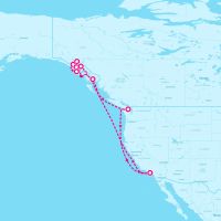 Grand Princess August 30, 2025 itinerary map