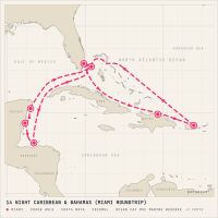 MSC World America March 25, 2028 itinerary map