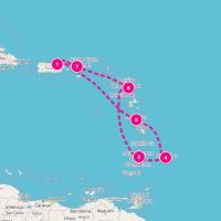 Vision of the Seas February 13, 2028 itinerary map