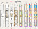 Royal Princess deck plans, all decks on one page