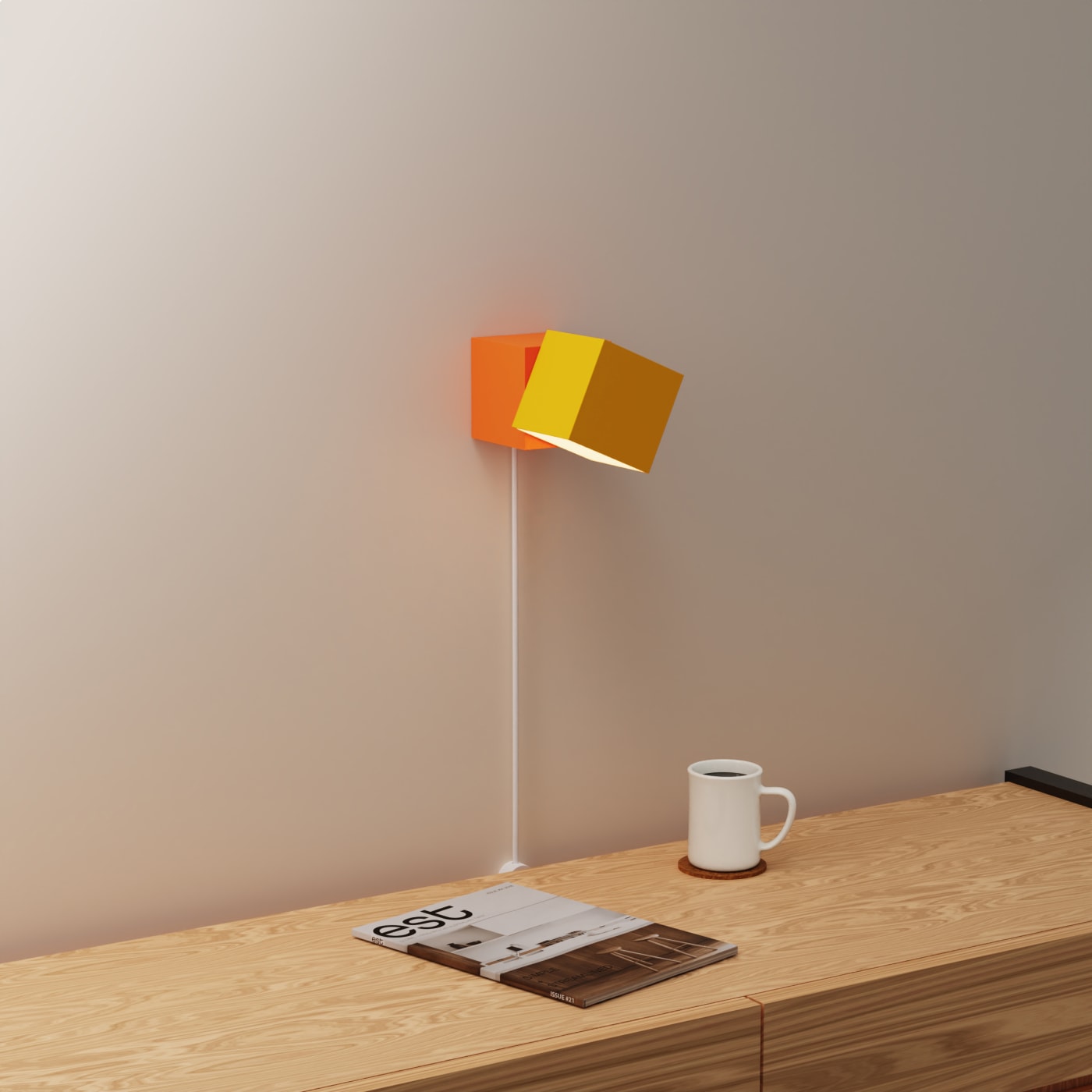 Analog Wall Light above a small cabinet