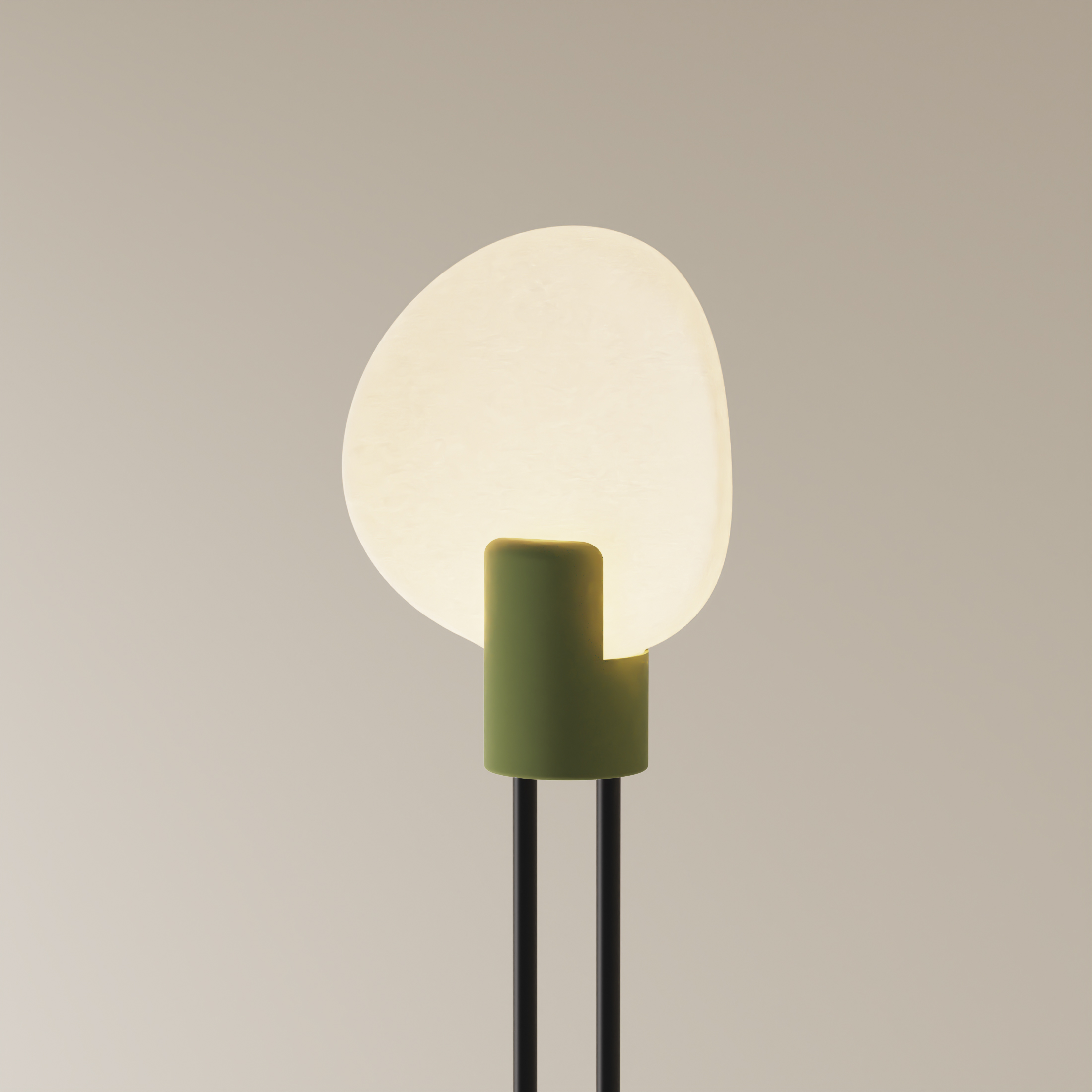 Pavone Floor Light by Viviana Degrandi in Olive, 67″ tall