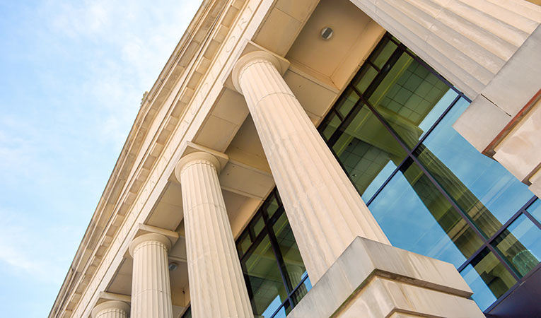 university building with big pillars