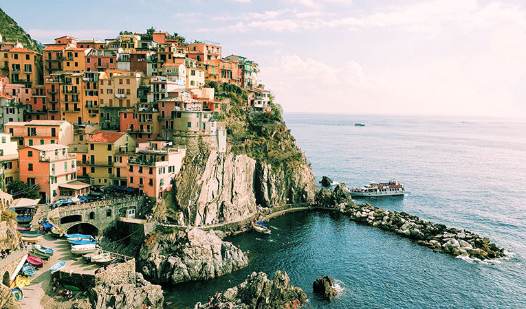 cliffside and ocean, Manarola Italy