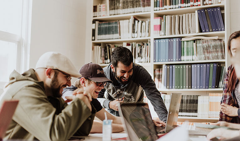 Group of high school friends studying