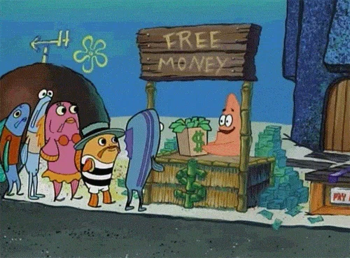 Patrick giving away money