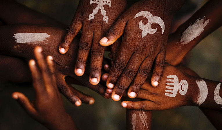 Hands all in together