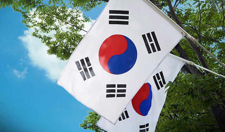 Two South Korean flags hanging together