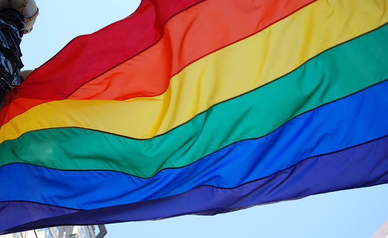 Rainbow flag blowing in the wind