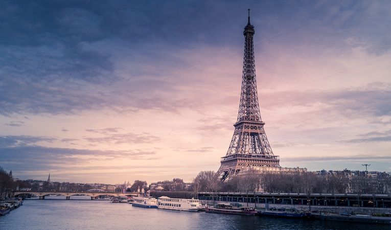 Eiffel tower and the Seine in Paris