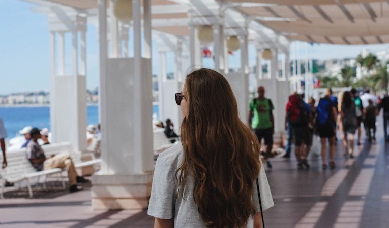 girl walking around in nice
