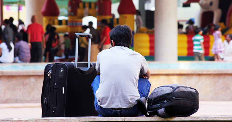 A passenger waiting for his ride