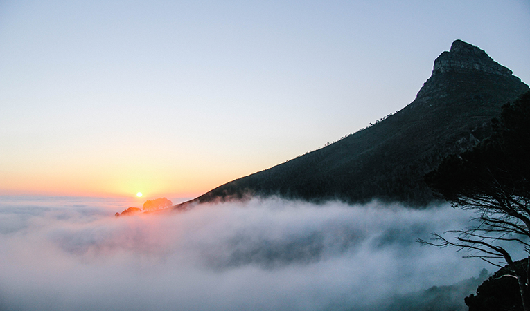 Table Mountain in the morning mist, Cape Town, South Africa