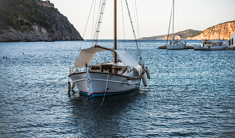 Sailboat in the waters of Asos, Greece