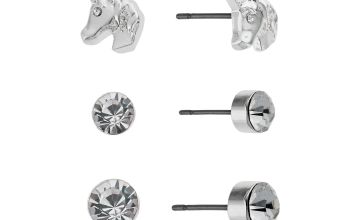 Emoji Unicorn Cubic Zirconia Stud Earrings – Set of 3