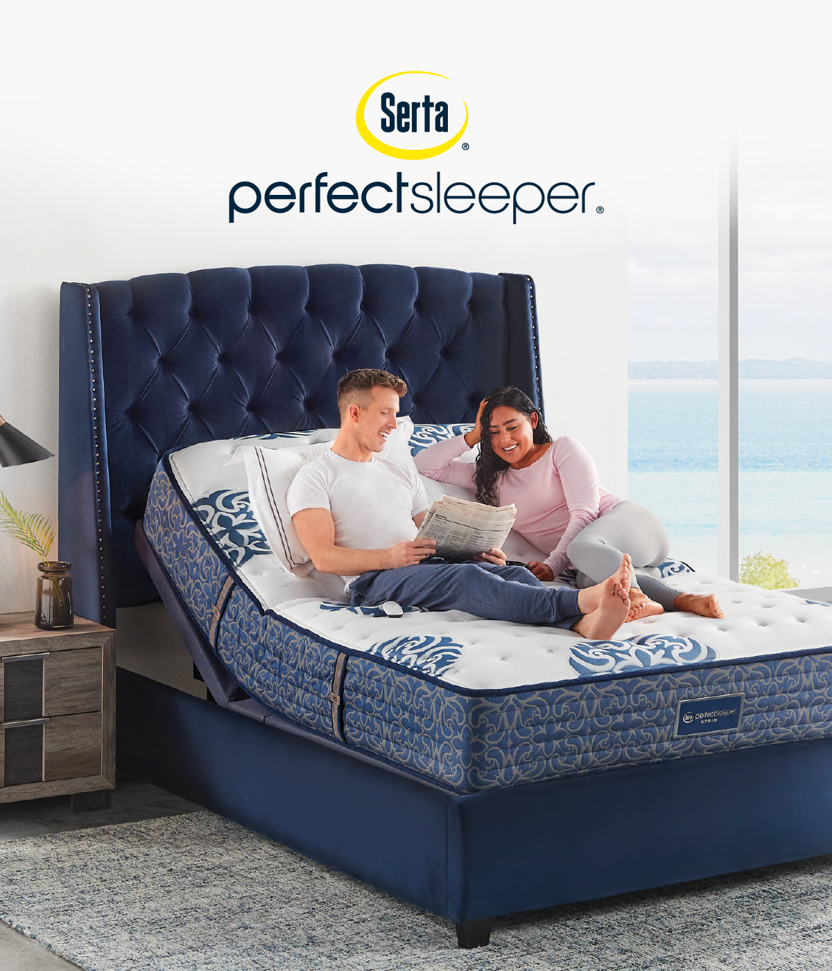 Couple relaxing on a Serta Perfect Sleeper Ultimate mattress