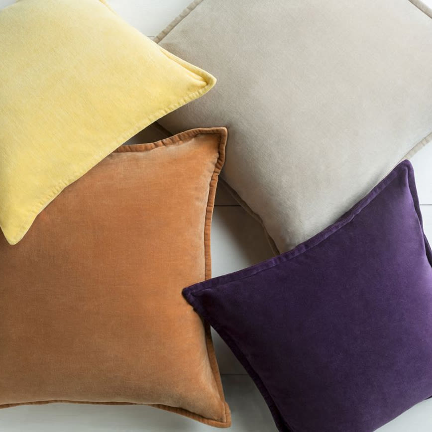 Cotton Velvet Camel 20 inch Accent Pillow