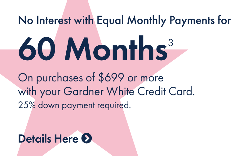 No interest payments with equal monthly payments for 60 months