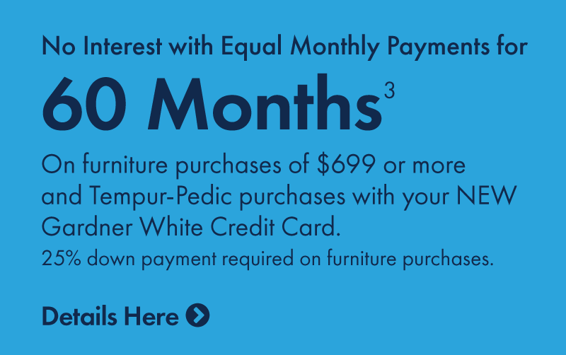 No interest payments with equal monthly payments for 60 months