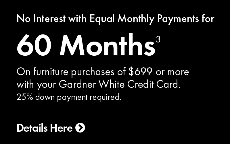 No interest payments with equal monthly payments for 60 months