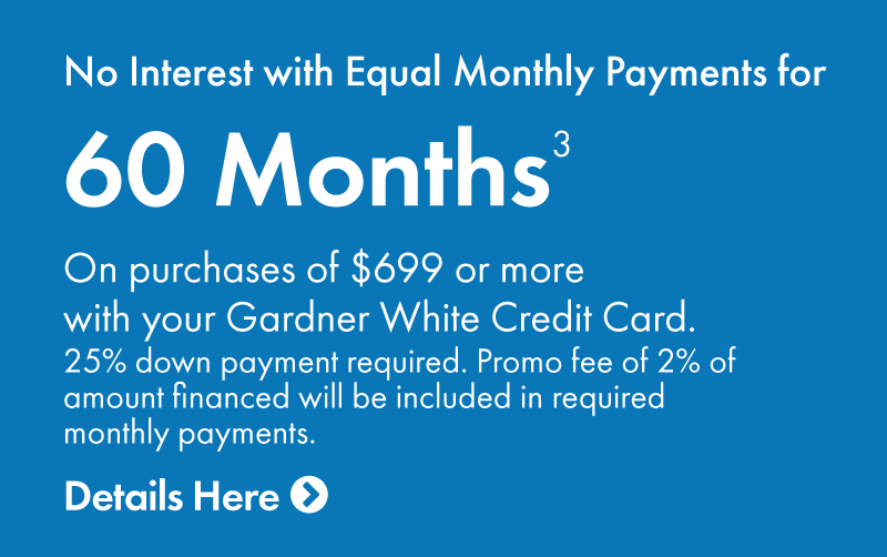 No interest payments with equal monthly payments for 60 months