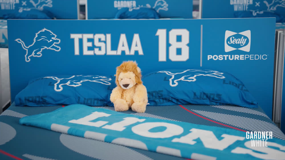 Isaac TeSlaa themed Sealy Posturepedic mattress with a plush lion