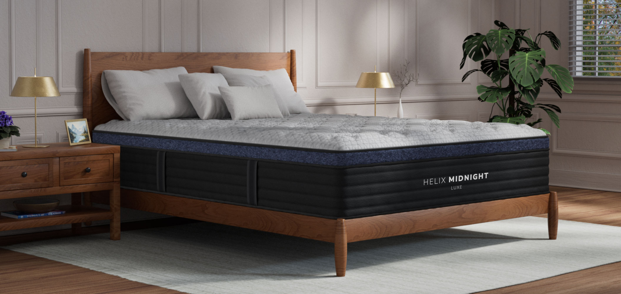 Helix mattress in a styled bedroom