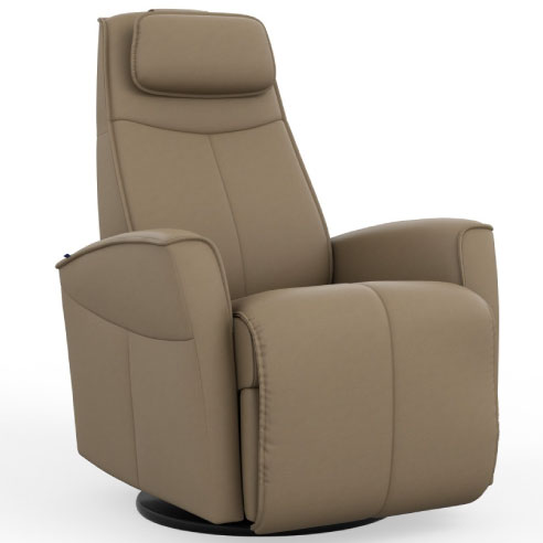 Fjords recliner in tan leather.