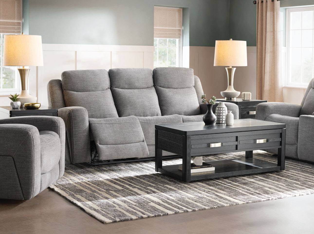 Living room featuring reclining sofas and sectionals