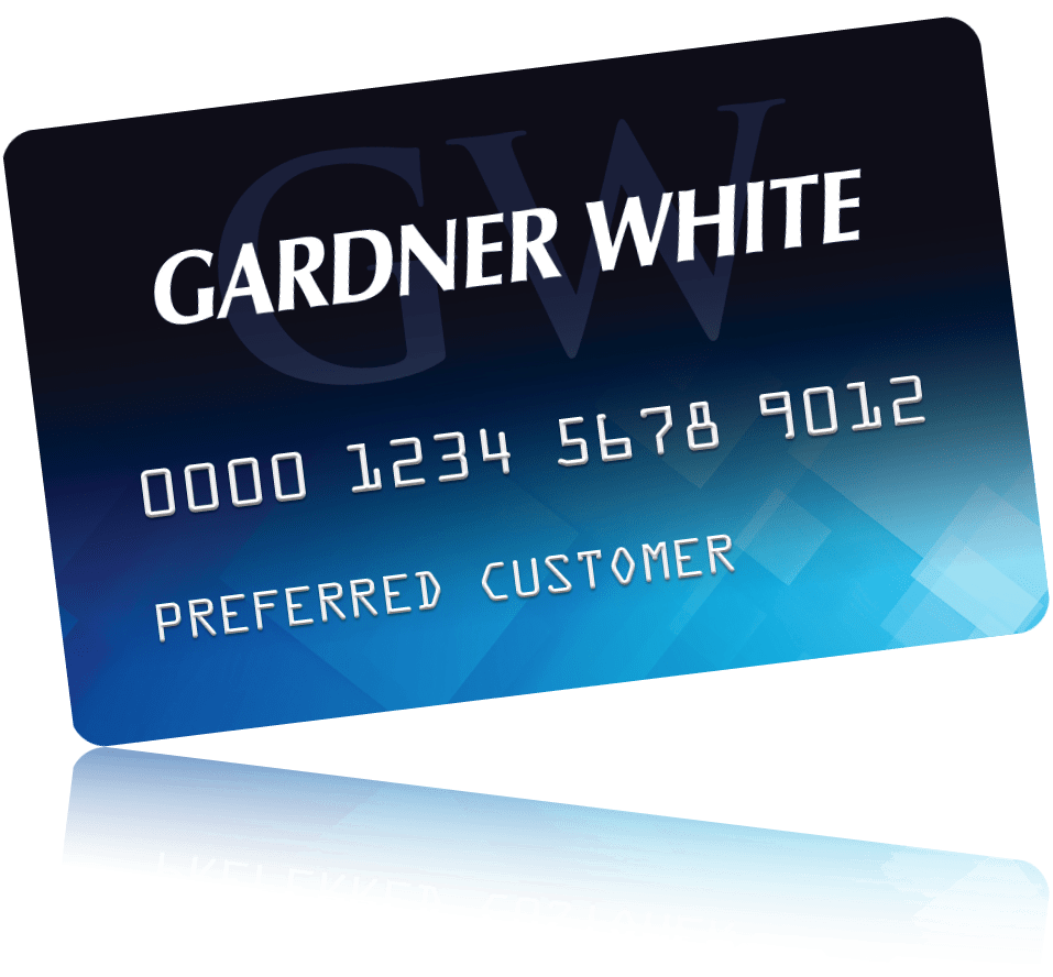 A sample image of a Gardner White credit card.