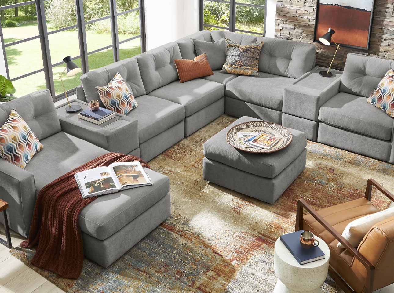 Living room featuring furniture made with Repreve fiber.