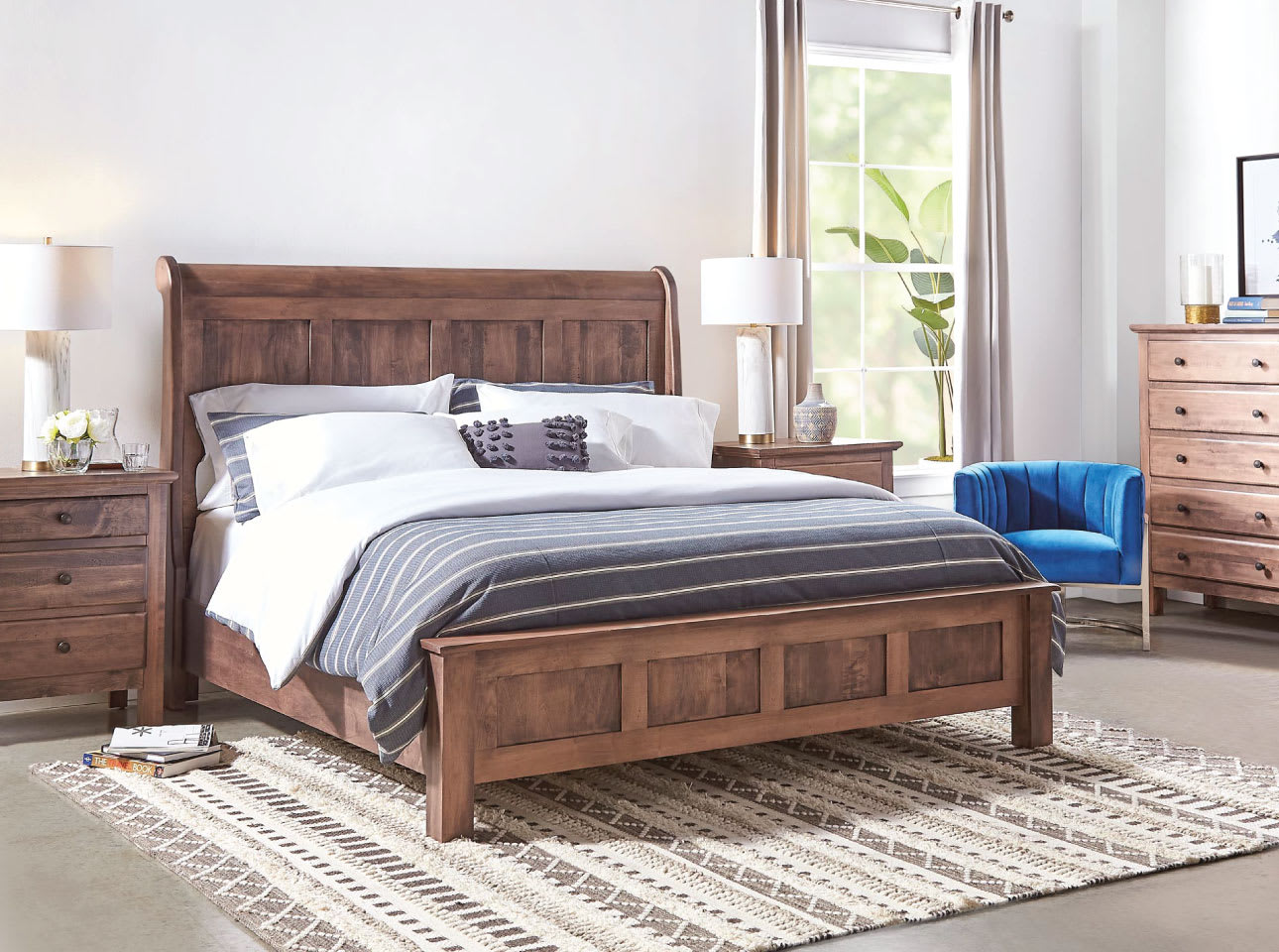 Wooden bedroom furniture set.