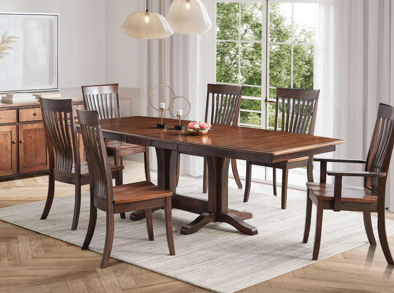 Wooden dining furniture set.