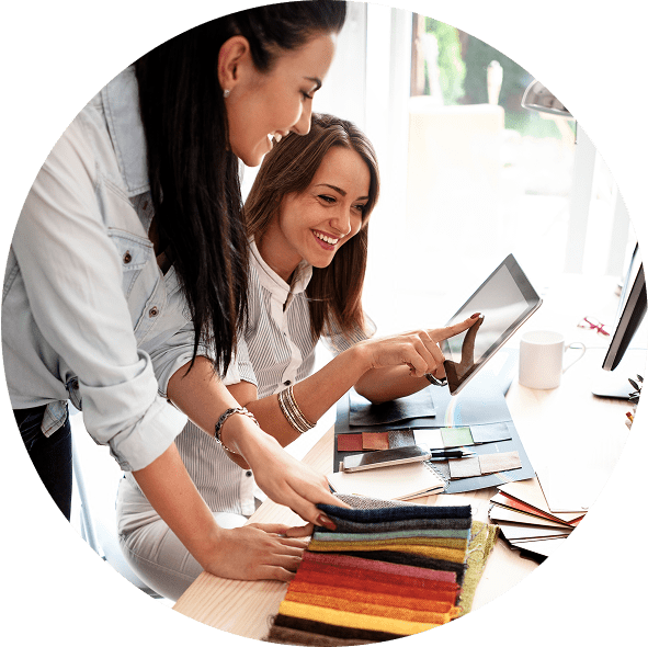 Employees selecting out materials