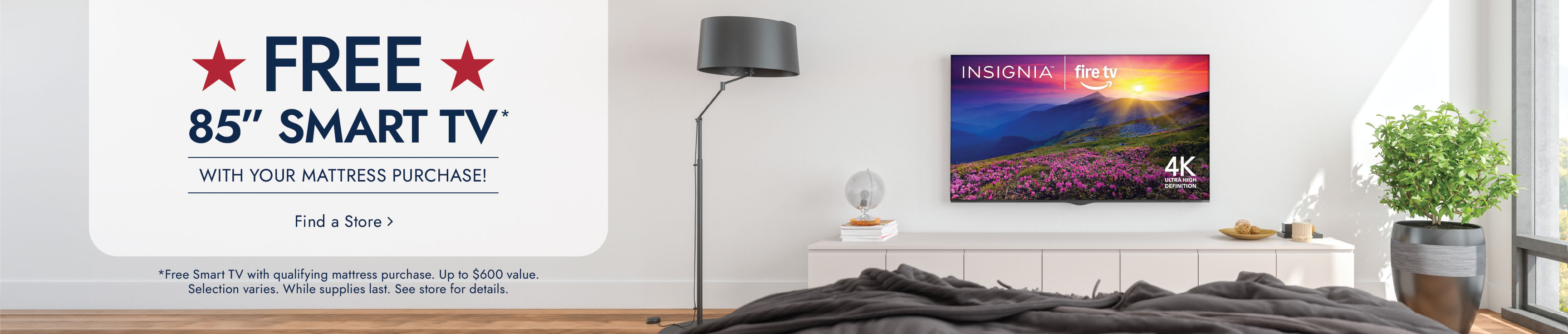 Free 85 inch Smart TV with select Tempur-Pedic sleep systems
