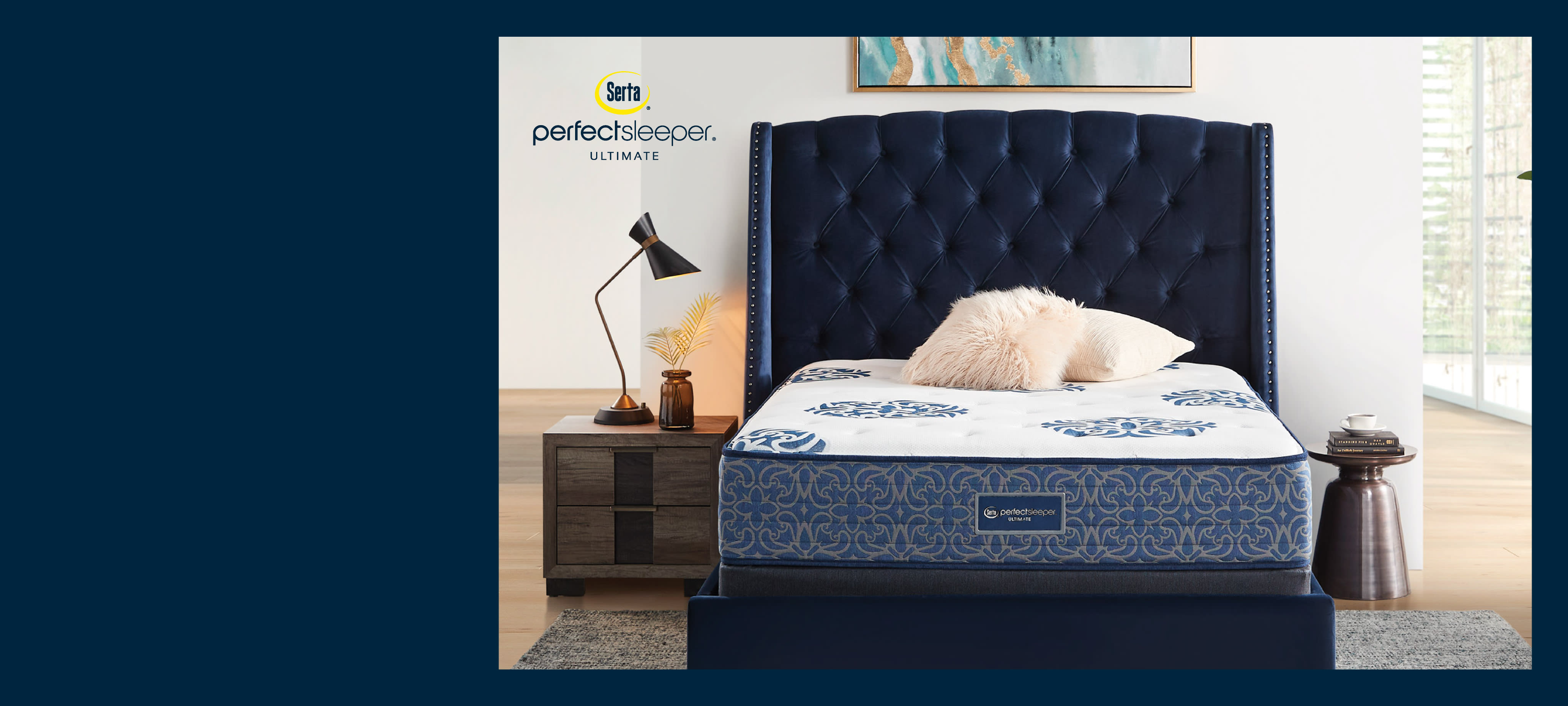 Backdrop featuring a Serta Perfect Sleeper Ultimate mattress