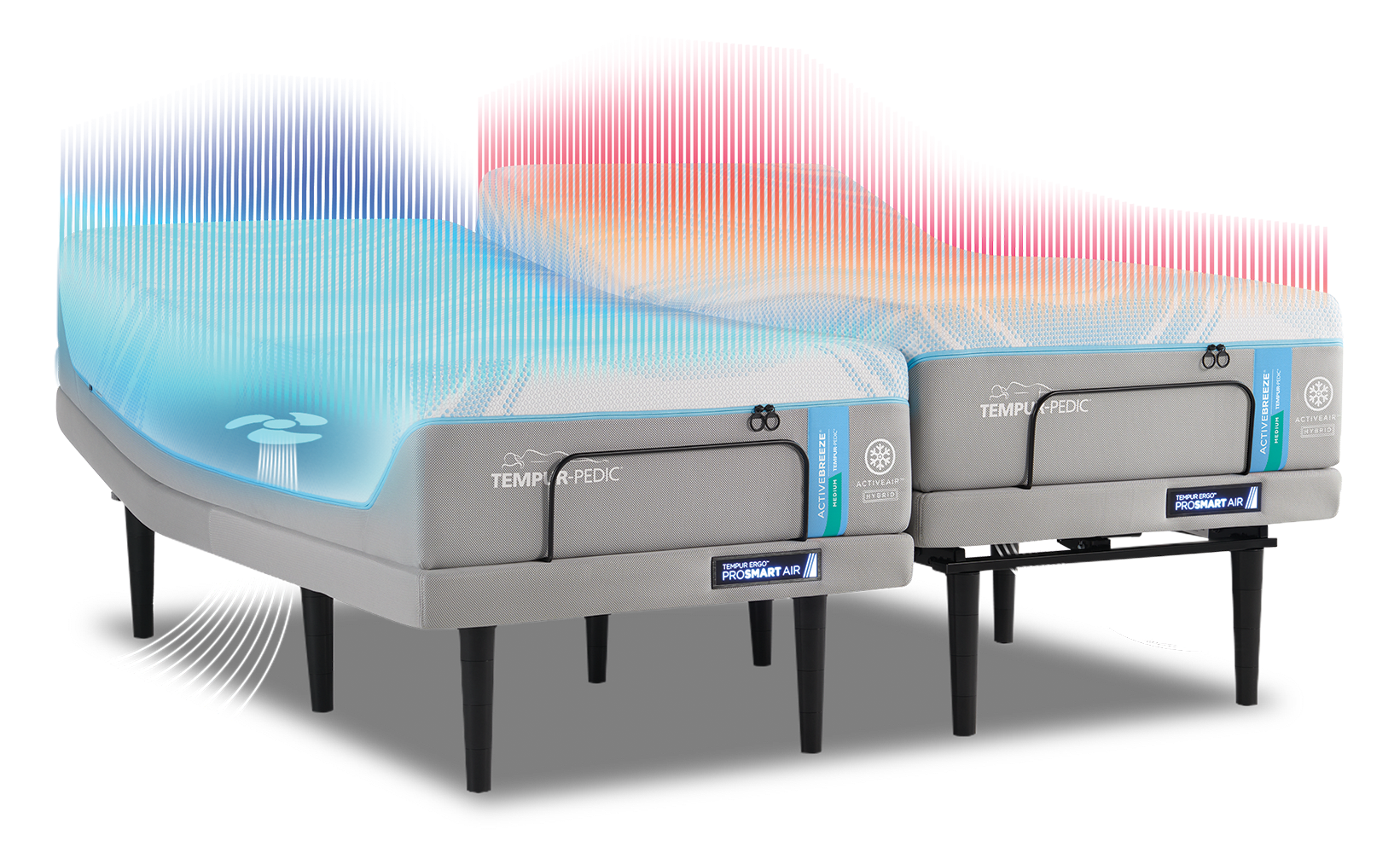 Tempur-Pedic ActiveBreeze mattress graphic demonstrating the personalized climate control.