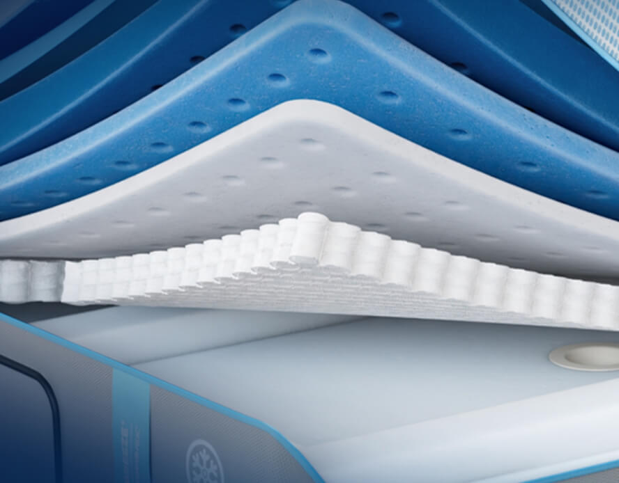 Layers of a Tempur-Pedic mattress